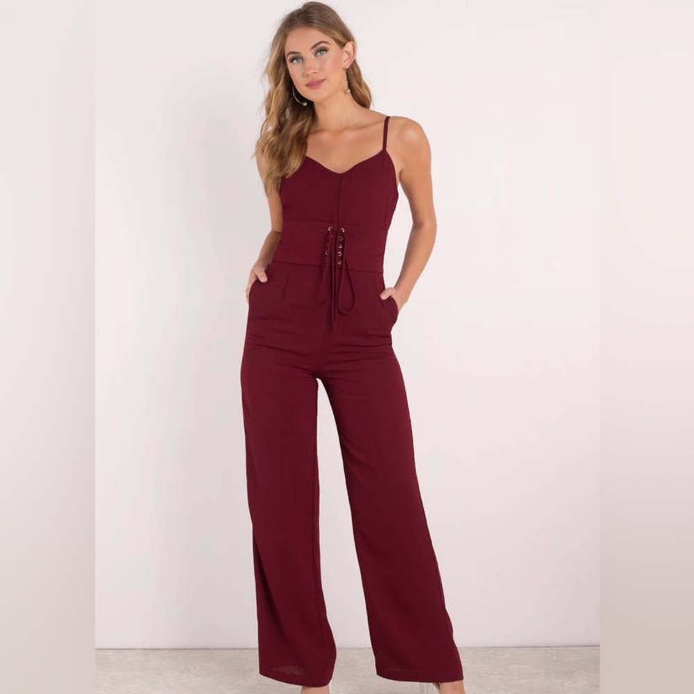 WAYF Ripley Corset Jumpsuit Size Small NWT • Deep Maroon • Nordstrom